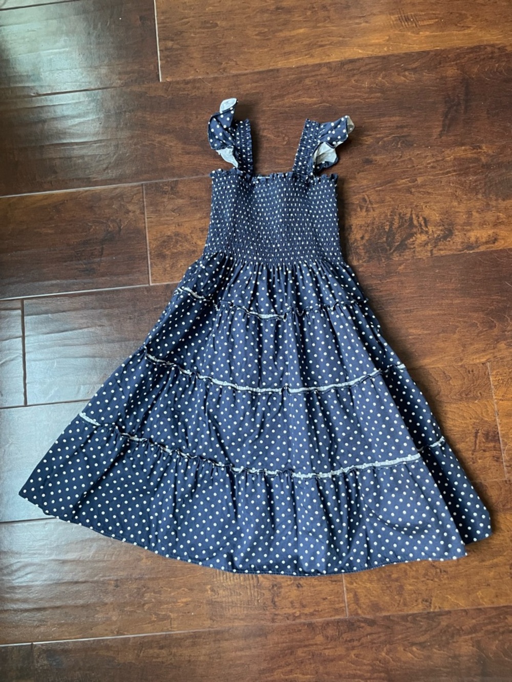 Hill House Girls Navy Polka Dot Nap Dress Size 7-8